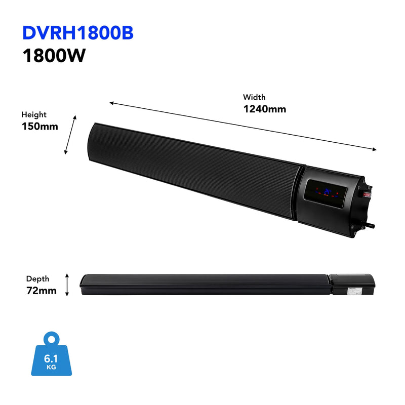 Devola 1.8KW Infrared Indoor and Outdoor Wi-Fi Radiant Heater - Black (UK) - DVRH1800B, Image  of 10