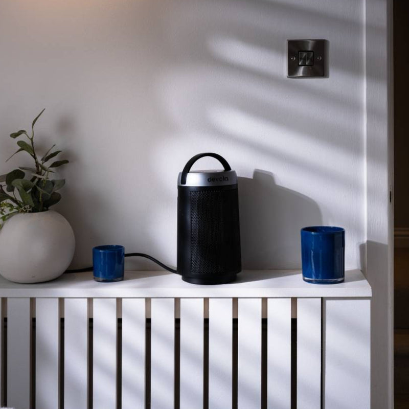 Devola 1500W Portable Ceramic Fan Heater, Black & Silver - DVSFH15BS, Image  of 7