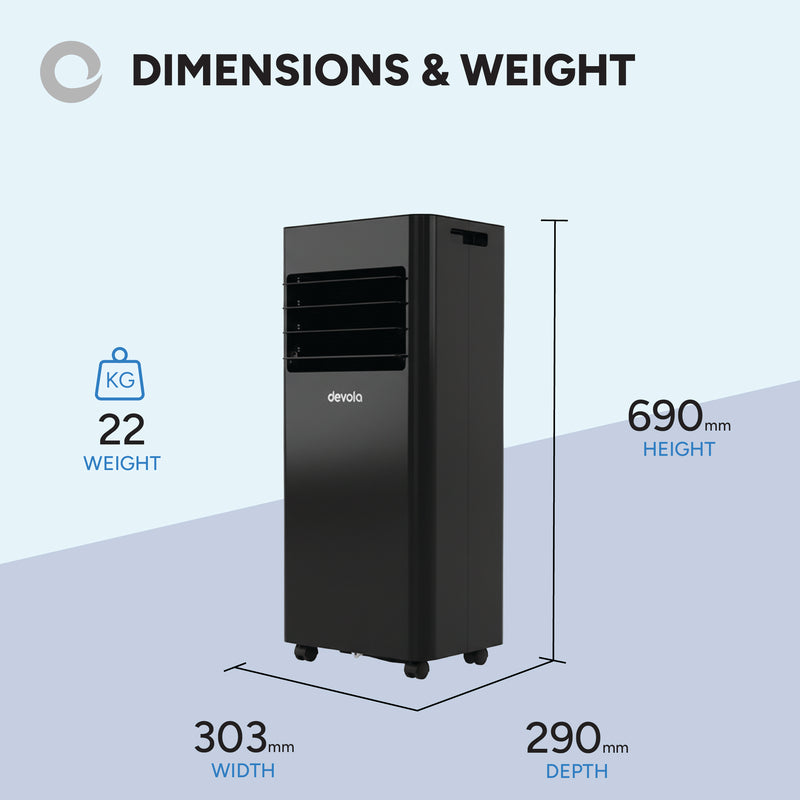 Devola Portable Air Conditioner with Wi-Fi and 2x Window kits - 9000 BTU - Cooling - Black - DVAC9KB, Image  of 10