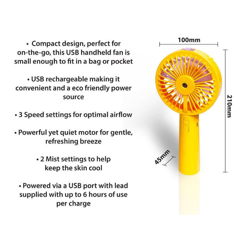 Premiair Portable Handheld Mist Fan - Yellow - EH1950Y, Image  of 4