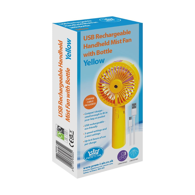Premiair Portable Handheld Mist Fan - Yellow - EH1950Y, Image  of 4
