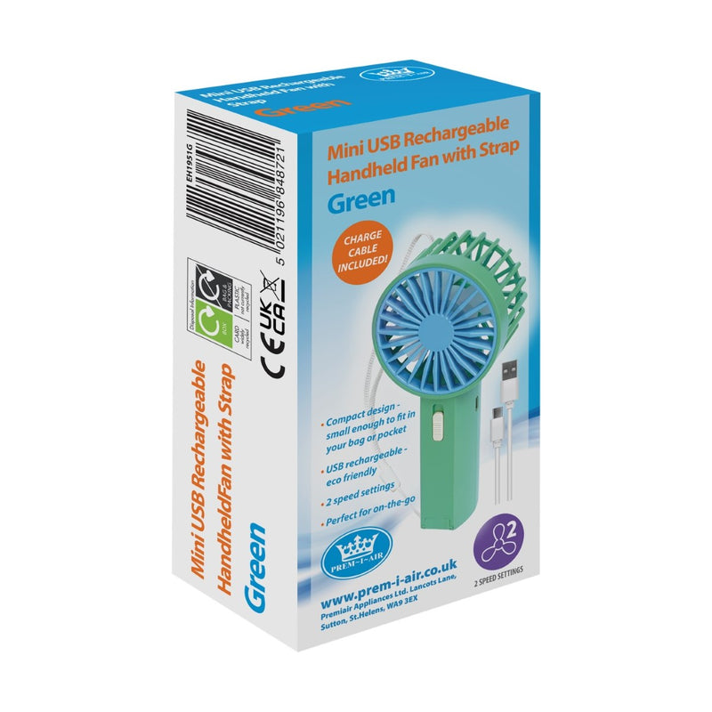 Premiair Mini Hand Held Fan Green - EH1951G, Image  of 4