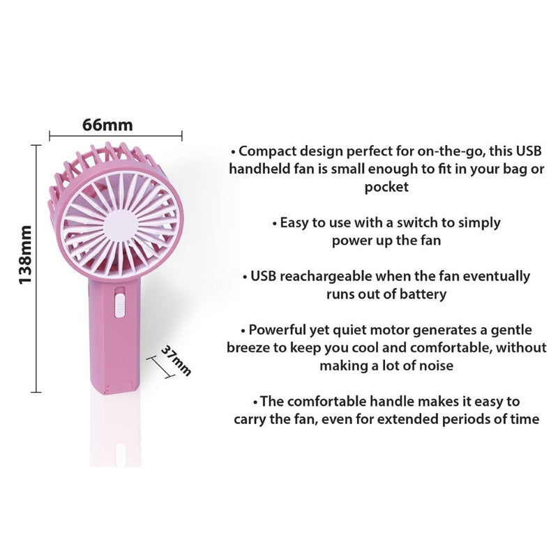 Premiair Mini Hand Held Fan Pink - EH1951P, Image  of 4