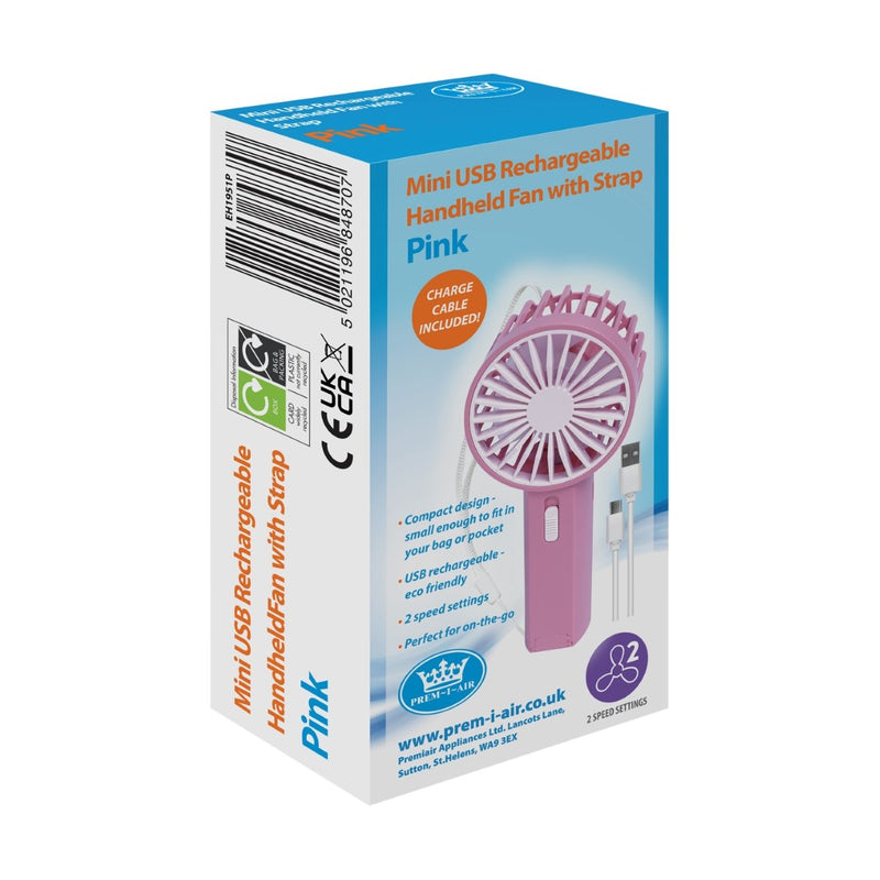 Premiair Mini Hand Held Fan Pink - EH1951P, Image  of 4