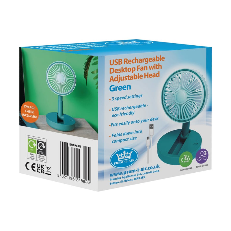 Premiair Folding Desk Fan Green - EH1953G, Image  of 4