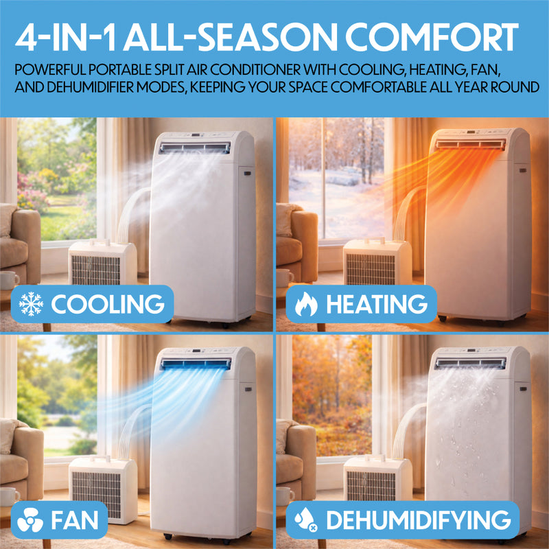 Prem-i-air 4-in-1 12,000 BTU Split Air Conditioner with 24 Hour Timer and App Control, Image  of 8