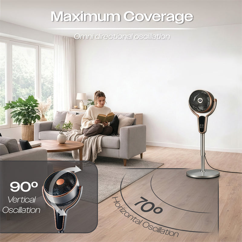 Prem-i-air 10" Stand Fan - Multi Oscillating, Built in Timer, 8 Speed Settings - Black - EH5430, Image  of 11
