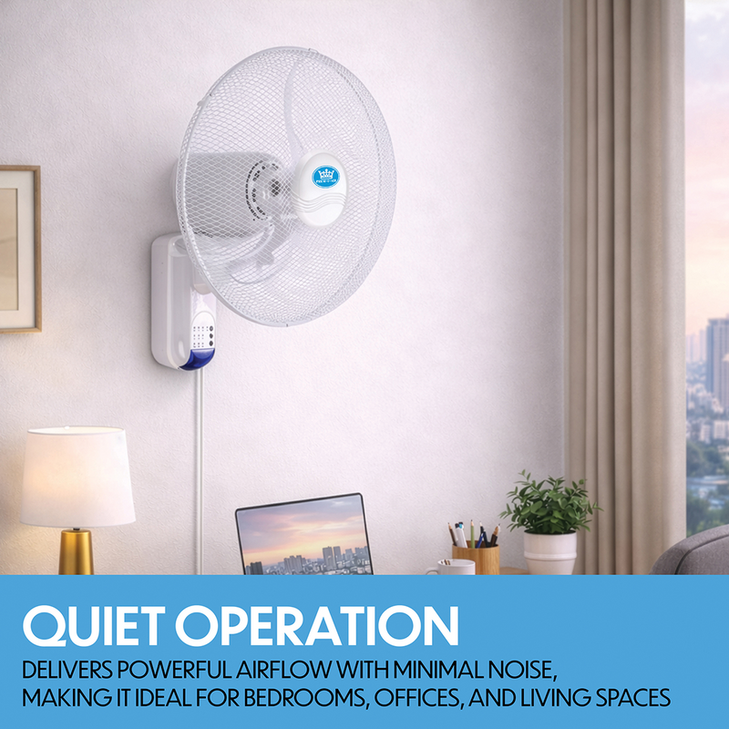 Prem-i-air 18" Wall Fan with Remote Control, 7.5-Hour Timer, 3 Speeds, Oscillation & Adjustable Head - EH5621, Image  of 9
