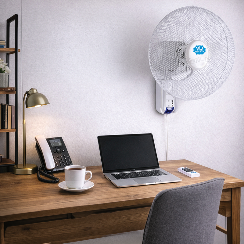 Prem-i-air 18" Wall Fan with Remote Control, 7.5-Hour Timer, 3 Speeds, Oscillation & Adjustable Head - EH5621, Image  of 9