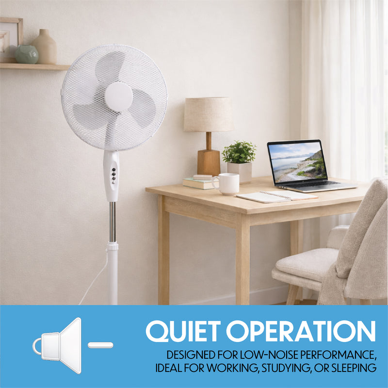 Prem-i-air 16" Pedestal Fan with Oscillation, Adjustable Height - White - EH5795, Image  of 8