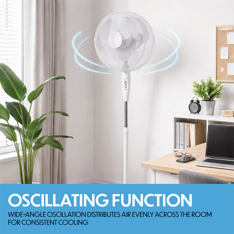 Prem-i-air 16" Pedestal Fan with Oscillation, Adjustable Height - White - EH5795, Image  of 8