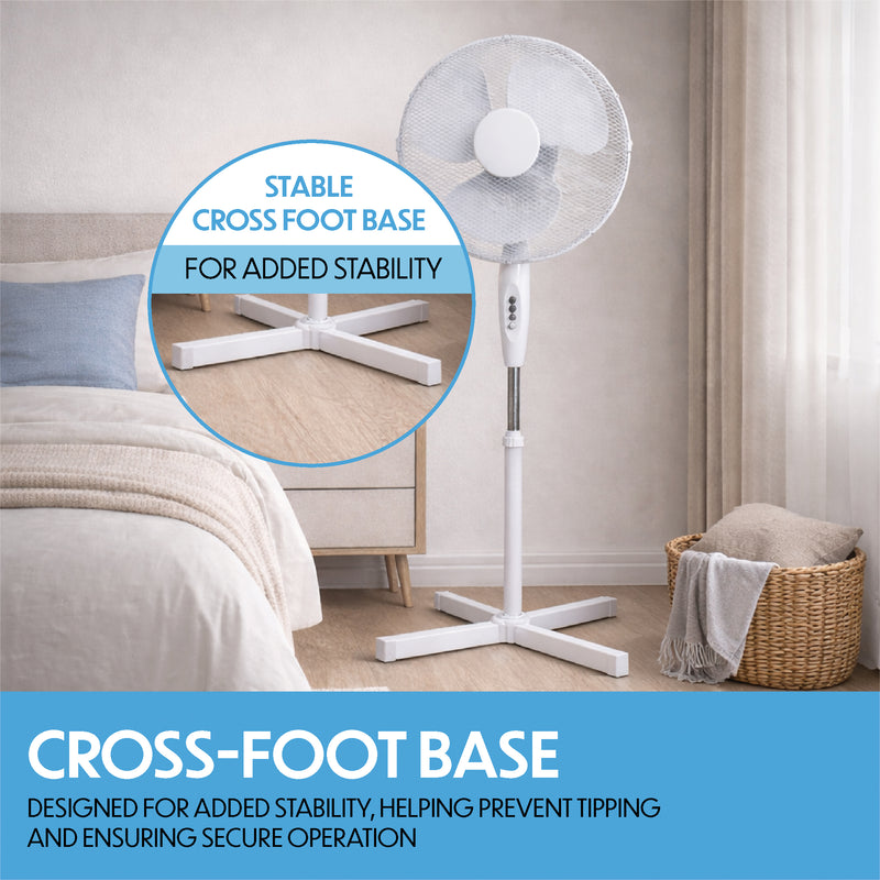 Prem-i-air 16" Pedestal Fan with Oscillation, Adjustable Height - White - EH5795, Image  of 8