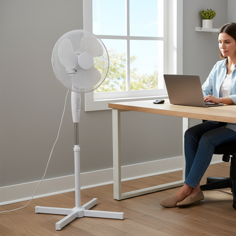 Prem-i-air 16" Pedestal Fan with Oscillation, Adjustable Height - White - EH5795, Image  of 8
