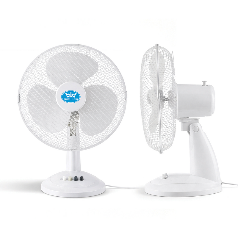 Prem-i-air 12" Compact Desk Fan - 3 Speed Settings, Oscillation & Adjustable Angle - White - EH5522, Image  of 7