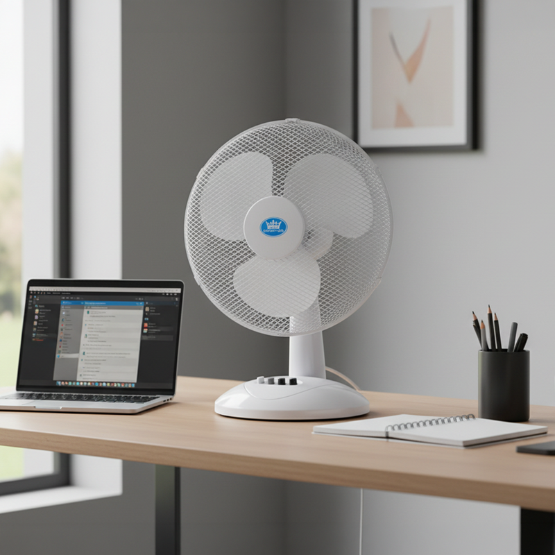 Prem-i-air 16" Compact Desk Fan - 3 Speed Settings, Oscillation & Adjustable Angle - White - EH5798, Image  of 6