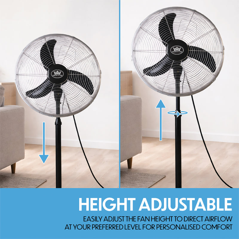 Prem-i-air 18" High velocity Pedestal Fan with Oscillation, Adjustable Height & Angle - Black - EH5804, Image  of 7