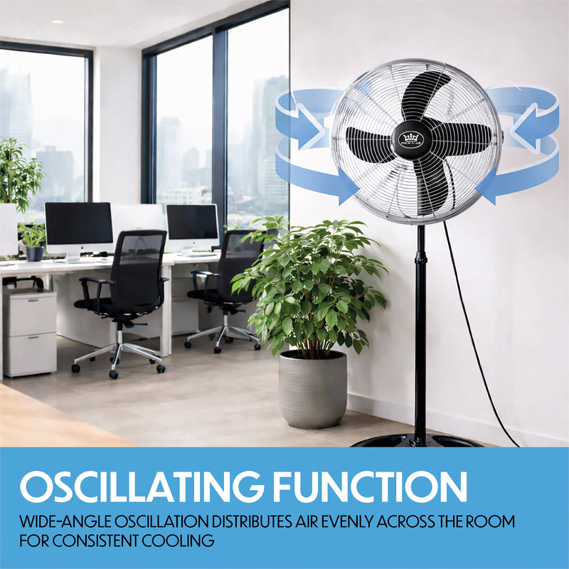 Prem-i-air 18" High velocity Pedestal Fan with Oscillation, Adjustable Height & Angle - Black - EH5804, Image  of 7