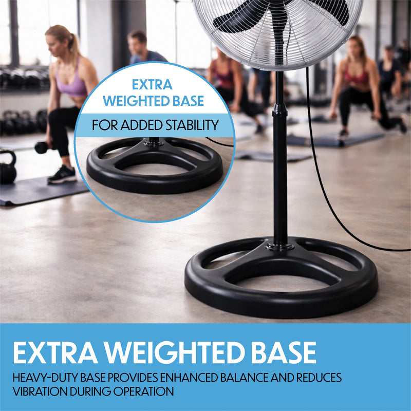 Prem-i-air 18" High velocity Pedestal Fan with Oscillation, Adjustable Height & Angle - Black - EH5804, Image  of 7