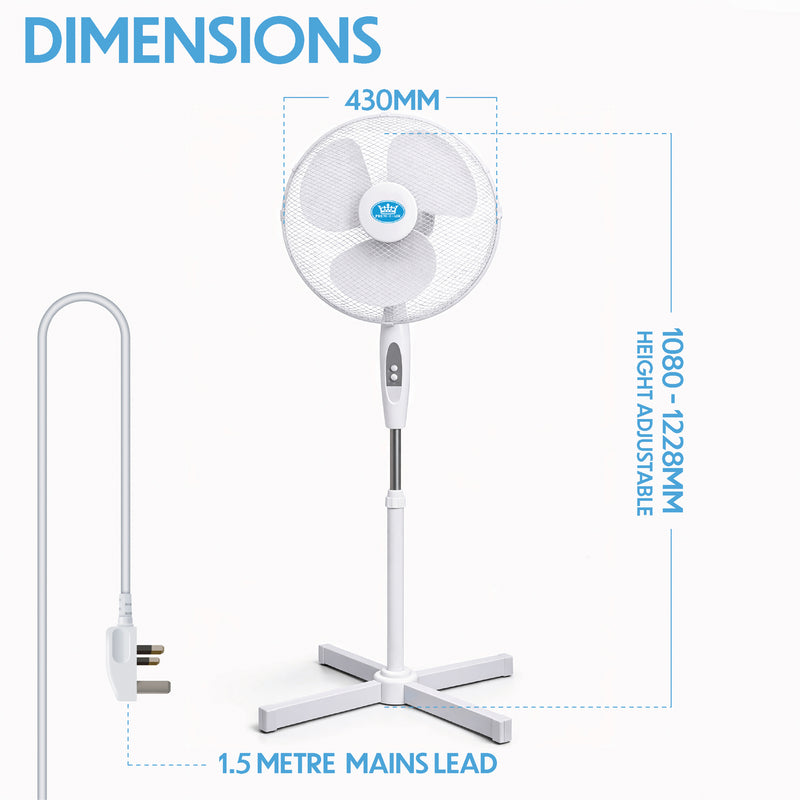 Prem-i-air 16" Pedestal Fan with Remote, Timer, Oscillation & Adjustable Height - EH5826, Image  of 9