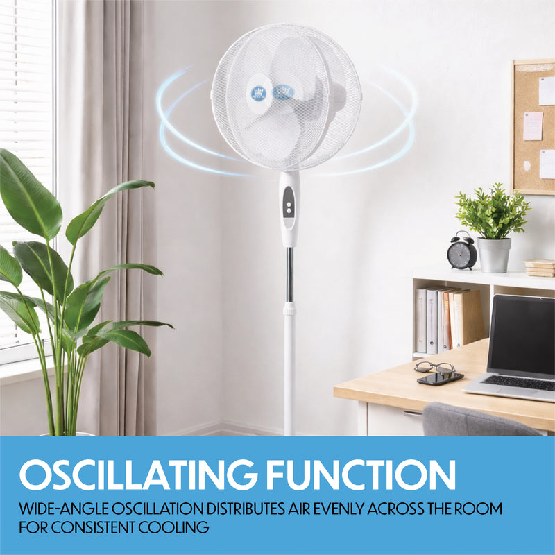 Prem-i-air 16" Pedestal Fan with Remote, Timer, Oscillation & Adjustable Height - EH5826, Image  of 9