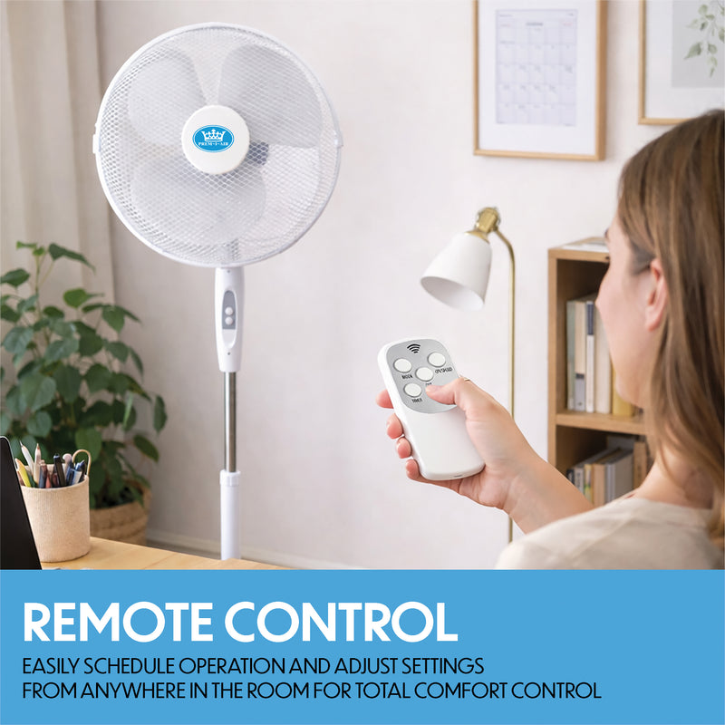 Prem-i-air 16" Pedestal Fan with Remote, Timer, Oscillation & Adjustable Height - EH5826, Image  of 9