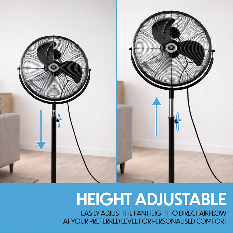 Prem-i-air 20" High Velocity Stand Fan, Adjustable Head, 3 Speeds, Robust Base & Powerful Airflow - EH5864, Image  of 8