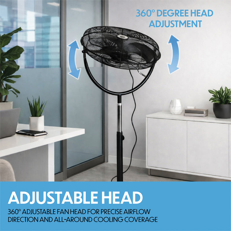 Prem-i-air 20" High Velocity Stand Fan, Adjustable Head, 3 Speeds, Robust Base & Powerful Airflow - EH5864, Image  of 8