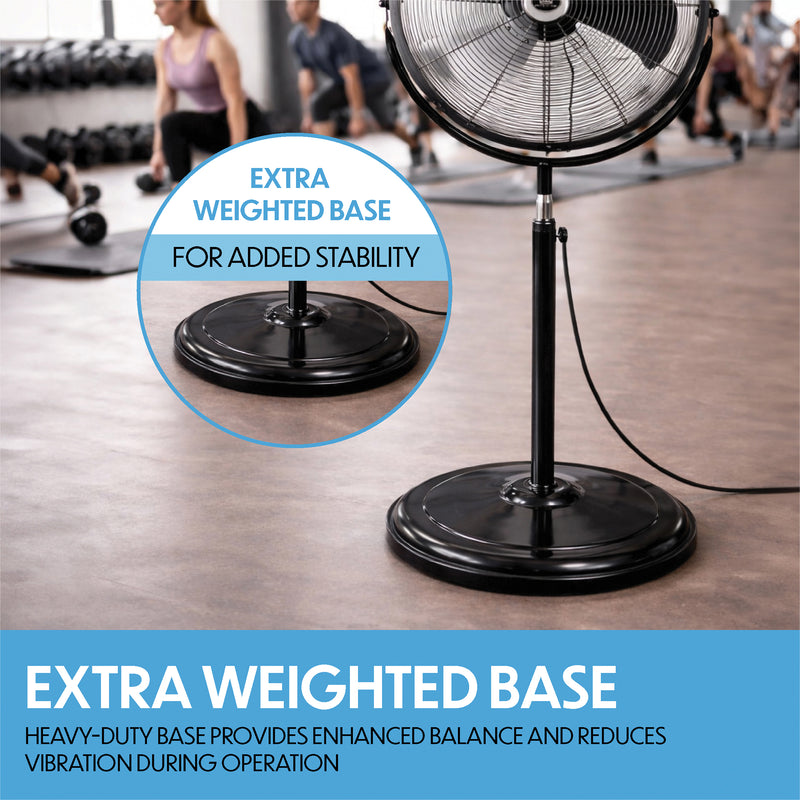 Prem-i-air 20" High Velocity Stand Fan, Adjustable Head, 3 Speeds, Robust Base & Powerful Airflow - EH5864, Image  of 8