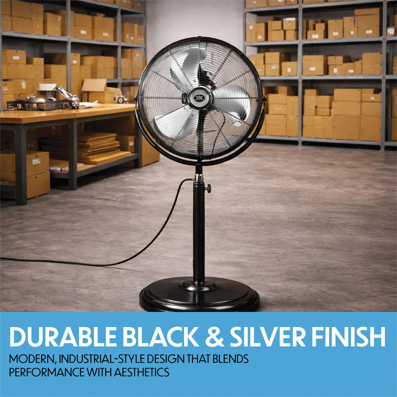 Prem-i-air 20" High Velocity Stand Fan, Adjustable Head, 3 Speeds, Robust Base & Powerful Airflow - EH5864, Image  of 8