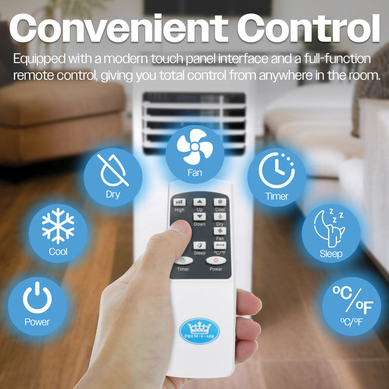 Prem-i-air 4-in-1, 8,000 Btu Portable Air Conditioner, with Remote,WiFi & dust filter, White, Image  of 10