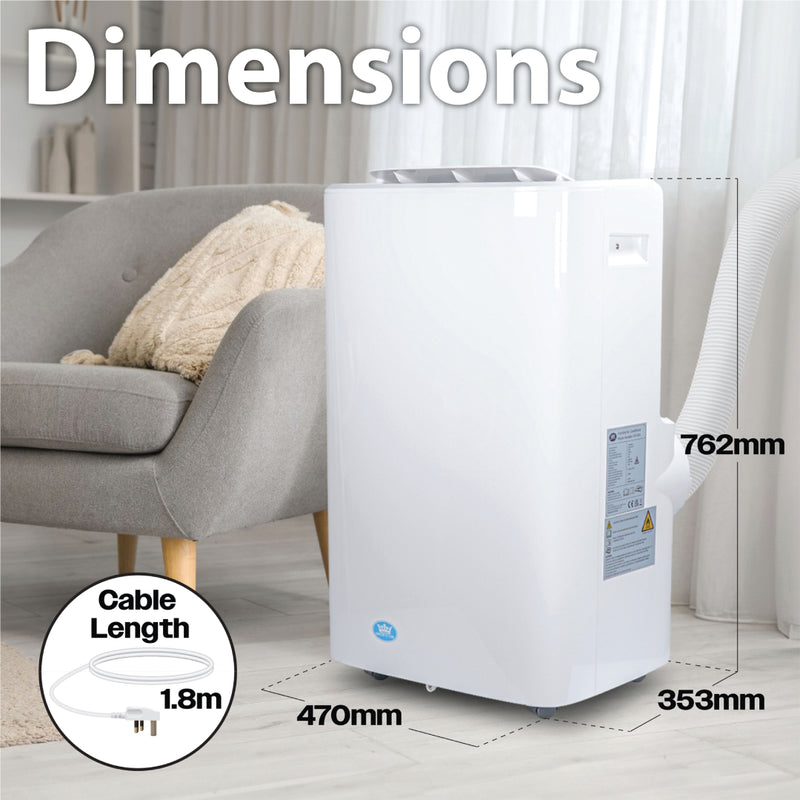 Prem-i-air 4-in-1, 12,000 Btu Portable Air Conditioner, with Remote, WiFi & Dust Cover, White, Image  of 9