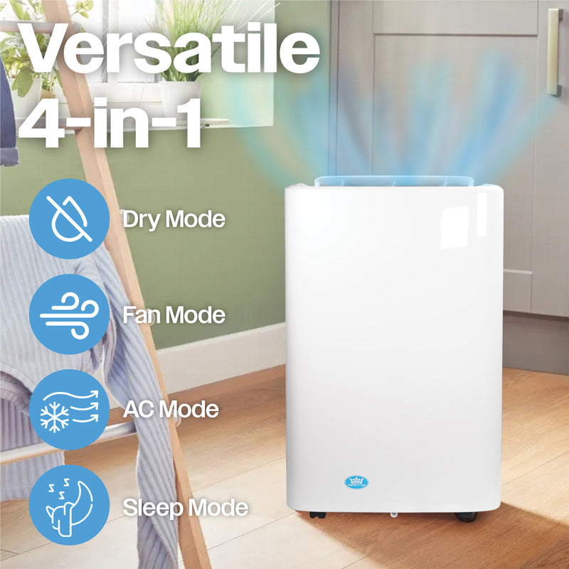 Prem-i-air 4-in-1, 12,000 Btu Portable Air Conditioner, with Remote, WiFi & Dust Cover, White, Image  of 9
