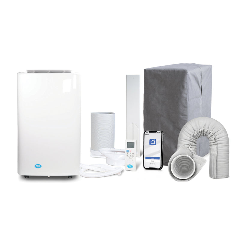 Prem-i-air 4-in-1, 14,000 Btu Portable Air Conditioner with Remote, WiFi & Dust Cover, White, Image  of 9