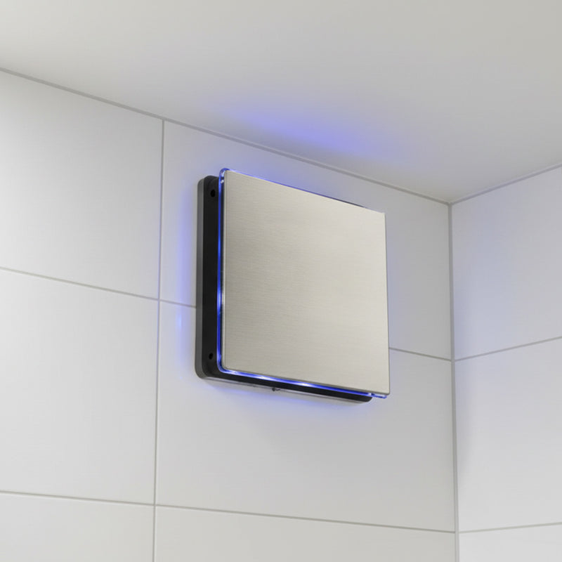 Knightsbridge 100mm/4 inch LED Backlit Extractor Fan with Humidistat and Overrun Timer - Black and Stainless Steel - EX004H, Image  of 3