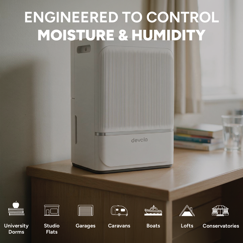 Devola 8L Compact Compressor Dehumidifier with Dust Proof Filter, White - DV8L, Image  of 13