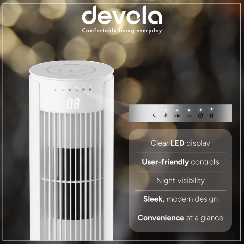 Devola Platinum 38 Inch Tower Fan with Remote, White & Silver - DVTF38PWH, Image  of 7