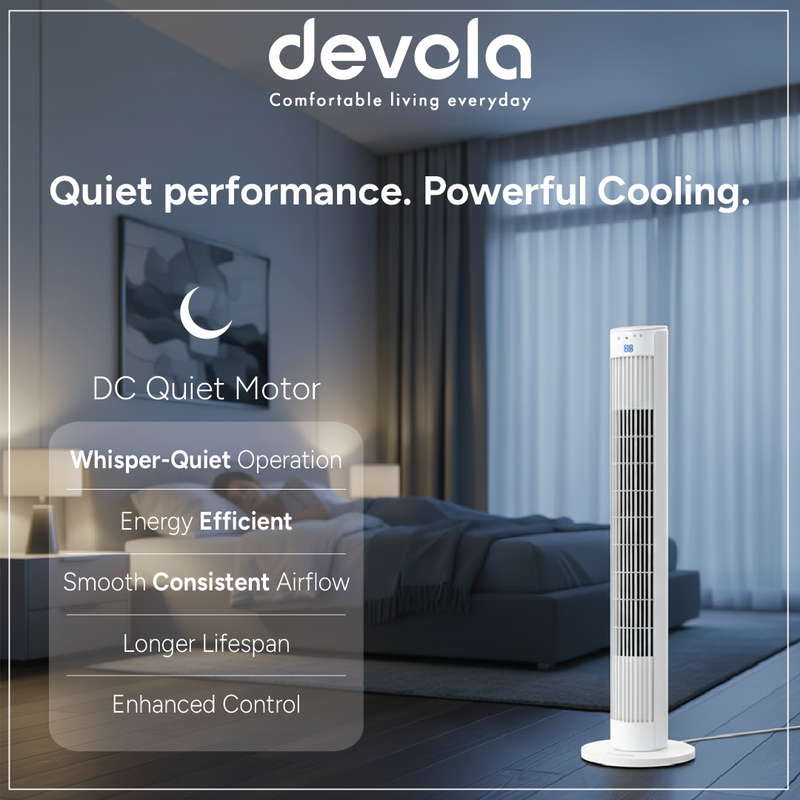 Devola Platinum 38 Inch Tower Fan with Remote, White & Silver - DVTF38PWH, Image  of 7