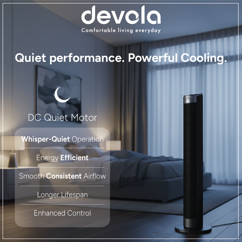 Devola Platinum 38 Inch Tower Fan with Remote, Black & Silver - DVTF38PBS, Image  of 9