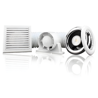 Blauberg Tubo 100mm (4") Bathroom Shower Extractor Fan Kit with Timer & LED - KIT-TUBO-100-T-LED