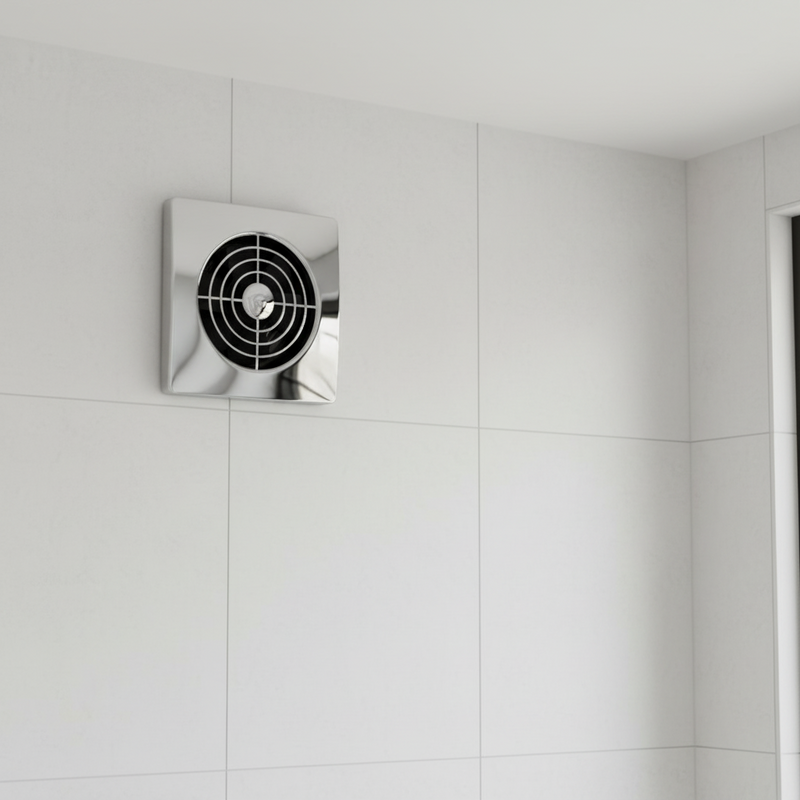 Manrose 100mm (4") Low Profile Square Extractor Fan, Chrome - LP100SSC, Image  of 4