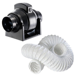Manrose 100mm In-Line Mixed Flow Extractor Fan with Timer - MF100T With 3m Ducting Kit - 1020
