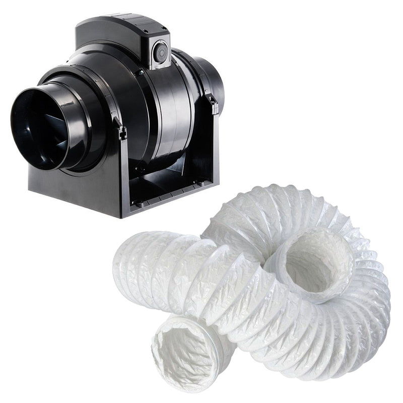 Manrose 100mm In-Line Mixed Flow Extractor Fan with Timer - MF100T With 3m Ducting Kit - 1020, Image  of 1