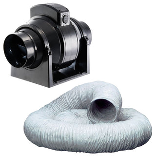 Manrose 100mm In-Line Mixed Flow Extractor Fan with Timer - MF100T With 6m Ducting Kit - 1024