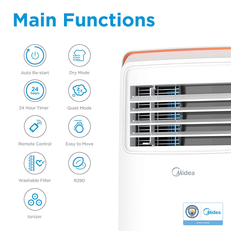 Midea MPPHA-09 Portable Air Conditioner - 9000BTU - White - MPPHA-09CRN7-WF-WK-GRADED UNIT, Image 3 of 9