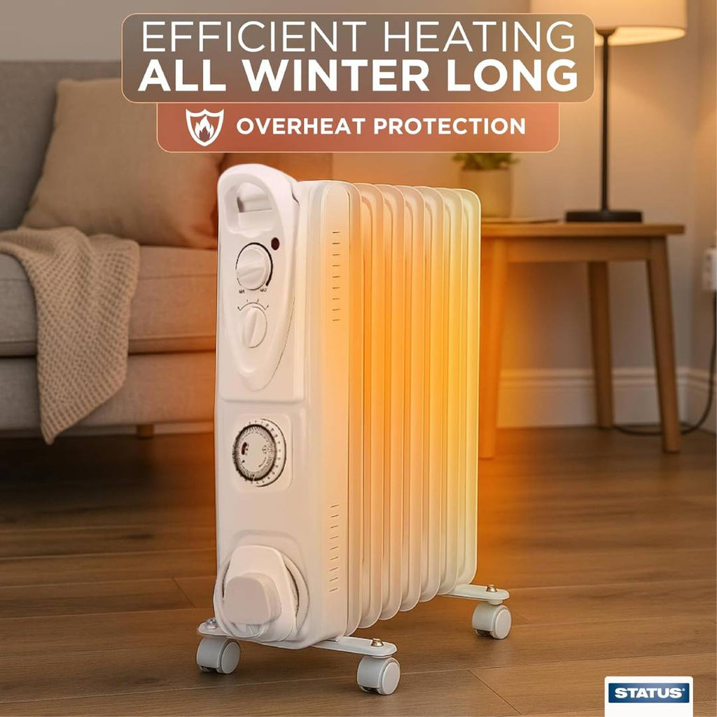 Status 2000W Oil Filled Radiator with Timer - White - OHF9-2000WT1PKB
