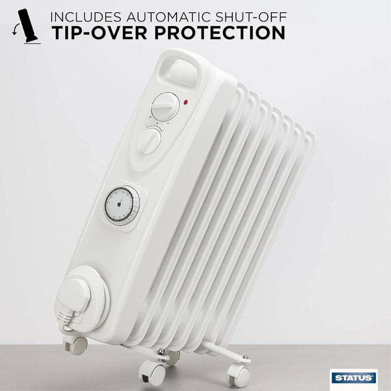 Status 2000W Oil Filled Radiator with Timer - White - OHF9-2000WT1PKB, Image  of 5