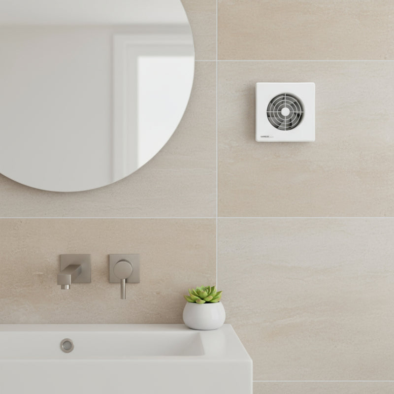 Manrose 100mm (4") 4.8W Quiet Axial Bathroom Extractor Fan with Humidity Control - QF100H, Image  of 3