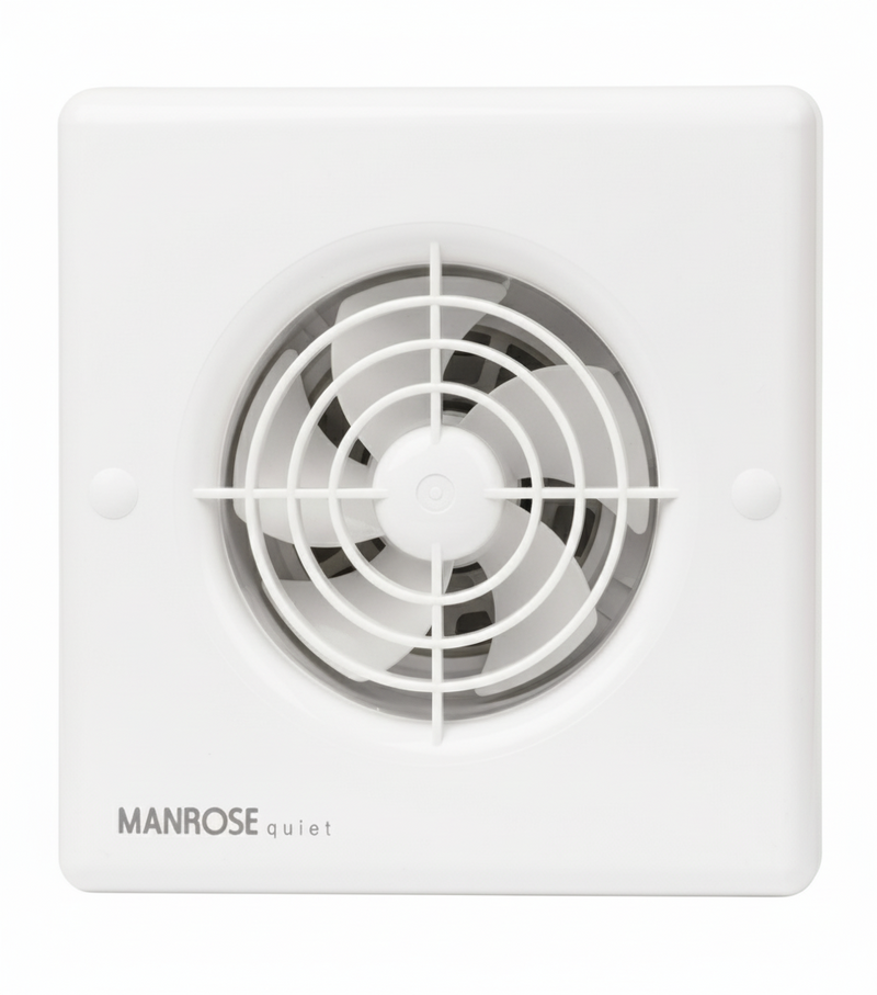Manrose 4.8W 100mm (4") Quiet Axial Bathroom Extractor Fan with Timer - QF100T, Image  of 3