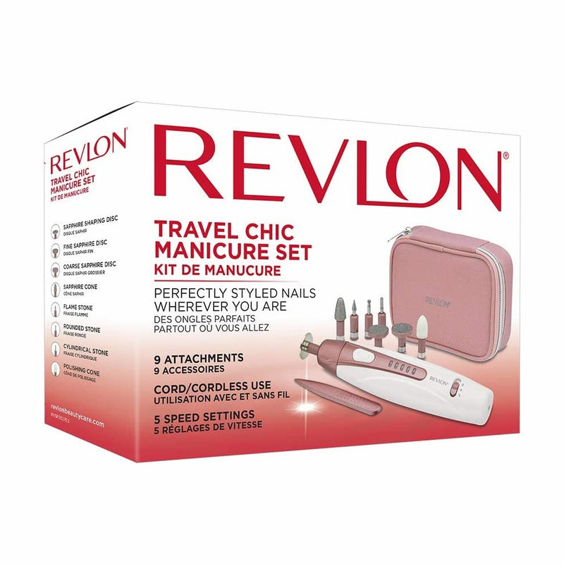 Revlon Travel Chic Manicure Set with 9 Attachments & Carry Case Pink - RVSP3527UK2, Image  of 7