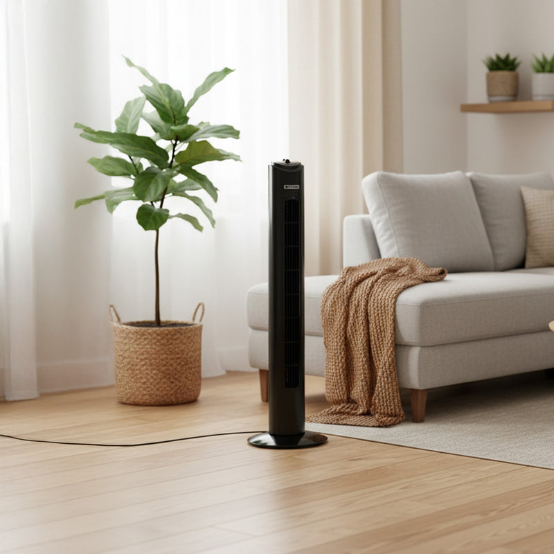 Status 32" Oscillating Tower Fan - 3 Speed, 120 Timer, 360 Degree - Black - S32BTOWERFAN, Image  of 5